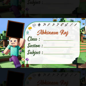 Mincraft theme Customized Name slip Sticker 30 Name slip