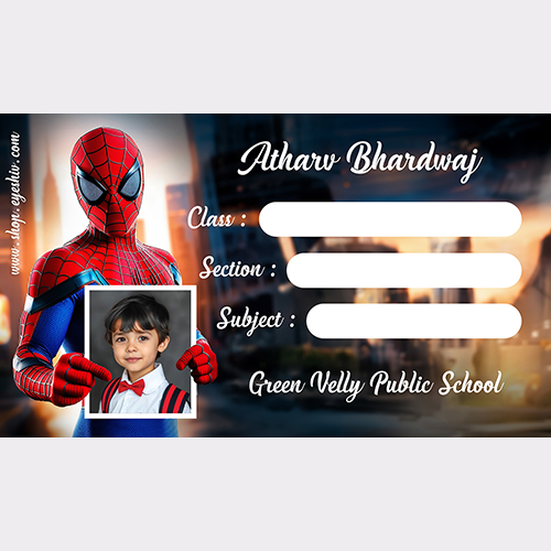 Eyeshiv Spiderman Nameslip Sticker Customized Name Slip Stickers with Your Kids Photo School School Books, 30 Pcs.