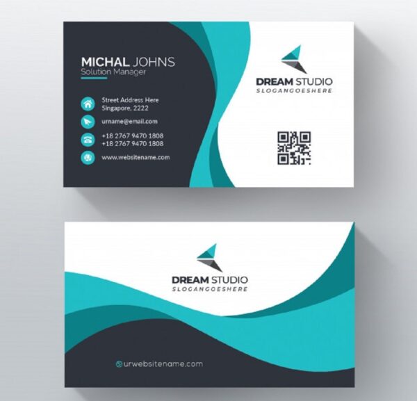 Visiting Cards Black Blue, Gray and white Theme