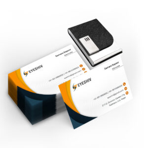 Eyeshiv Visiting card Orange and Dard blue Theme