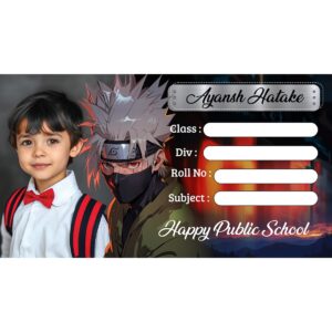Naruto Theme School Notebook Name Labels, Pack of 30 (Kakashi Hatake)