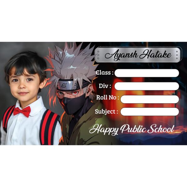 Naruto Theme School Notebook Name Labels, Pack of 30 (Kakashi Hatake)
