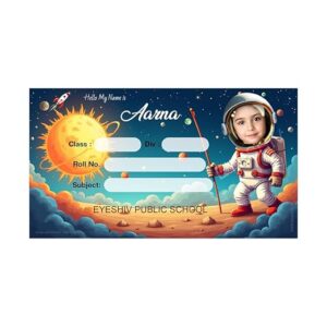 Customized Name Slip Stickers with Photo, Astronaut Theme, School Label for Books, Multi Color, 2.5 x 5.0 Centimeters, 30 Labels