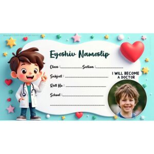 Doctor Theme Nameslip for Kids, Self-Adhesive Paper Labels, 2.5 x 3.5 Inch, Multi Colour, 30 Pieces