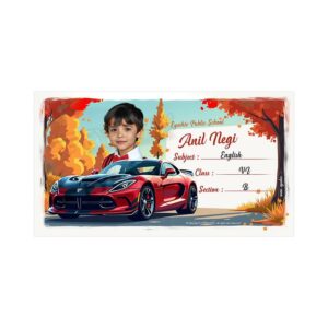 Sports Car Theme Customized, Waterproof Name Slip Stickers with Photo, School Label for Books, 30 Pieces