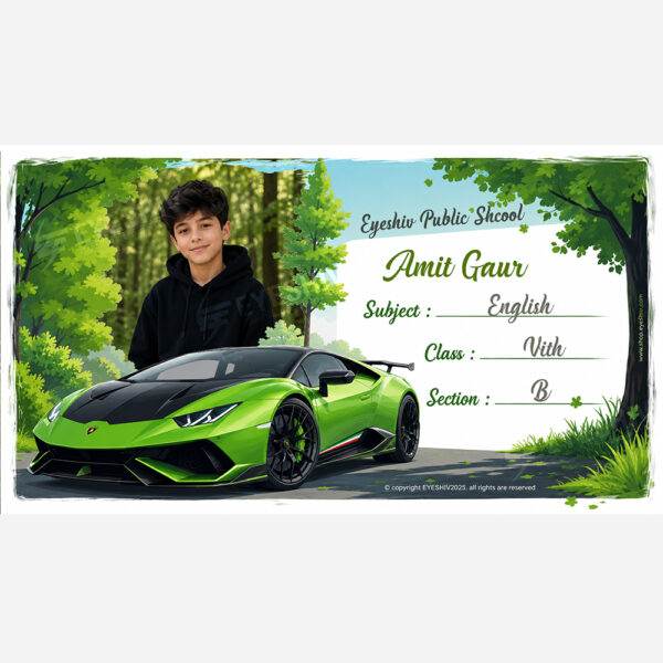 Sports Car Theme Customized, Waterproof Name Slip Stickers with Photo, School Label for Books Eyeshiv nameslip, 30 Pieces (Copy)