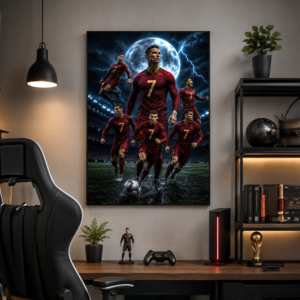 Cristiano Ronaldo Football Wall Poster (13 × 19 Inches) | Premium HD Self-Adhesive Gumming Poster | Sports Wall Art for Bedroom, Gaming Room & Office