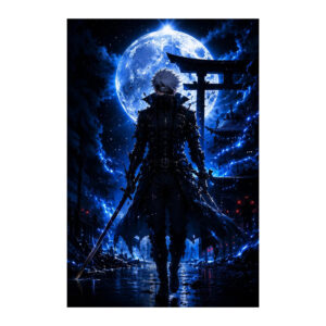 EYESHIV Anime wall Poster dark blue theme, 13x19 Inches | 33x48 cm, 3-Panel Design