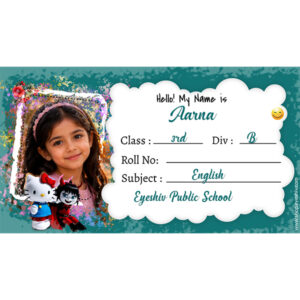 Customized Name Slip Stickers with Your Kids Photo School Books, Hello kitty, Waterproof, Theme, 30 Pcs.
