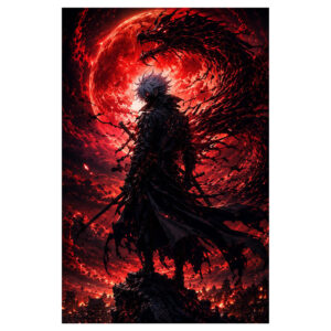 EYESHIV Anime wall Poster dark red and black theme, 13x19 Inches | 33x48 cm, 3-Panel Design
