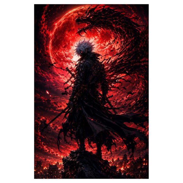 EYESHIV Anime wall Poster dark red and black theme, 13x19 Inches | 33x48 cm, 3-Panel Design