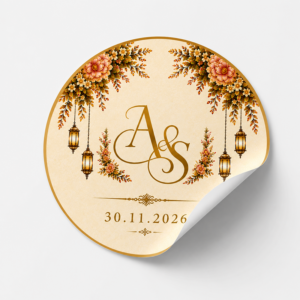 Personalized Indian Wedding Stickers Round Shape, Return Gift Stickers for Wedding Marriage or Anniversary Functions, Customized Sticker with Couple Design 60 Pics