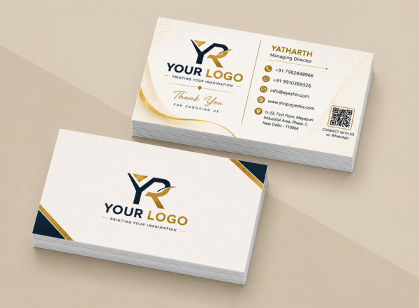 EYESHIV Premium Black and White Visiting Card | Modern Custom Business Card Design, Golden Theme