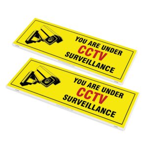 EYESHIV CCTV Surveillance Sign Board 5MM Thickness, Yellow Security Notice Board, 2 Pack, Indoor Outdoor Video Monitoring Alert Display Size : 32x9.5 cm.