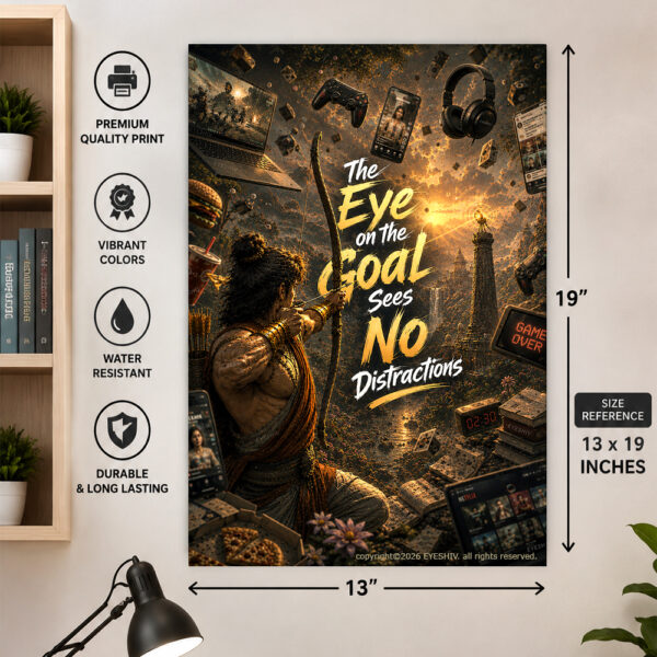 Arjuna Focus Motivation Poster | Inspirational Wall Art | Goal & Success Poster for Students, Study Room, Office & Home | Premium HD Print by EYESHIV