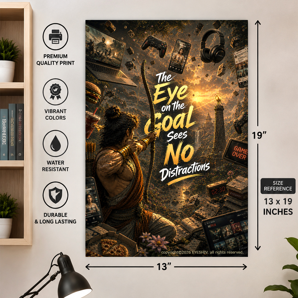 Arjuna Focus Motivation Poster | Inspirational Wall Art | Goal & Success Poster for Students, Study Room, Office & Home | Premium HD Print by EYESHIV