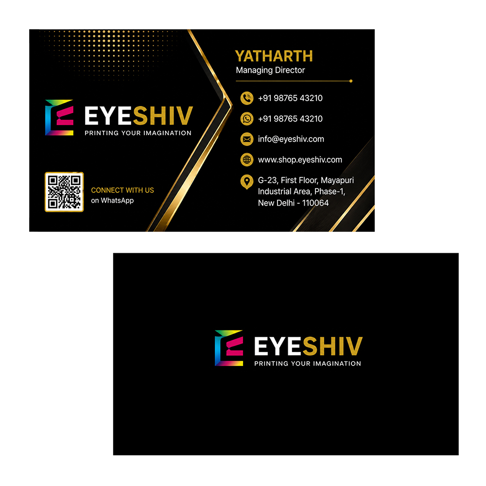 Customized Visiting Cards Online – By EYESHIV Upload your card. front gold and back